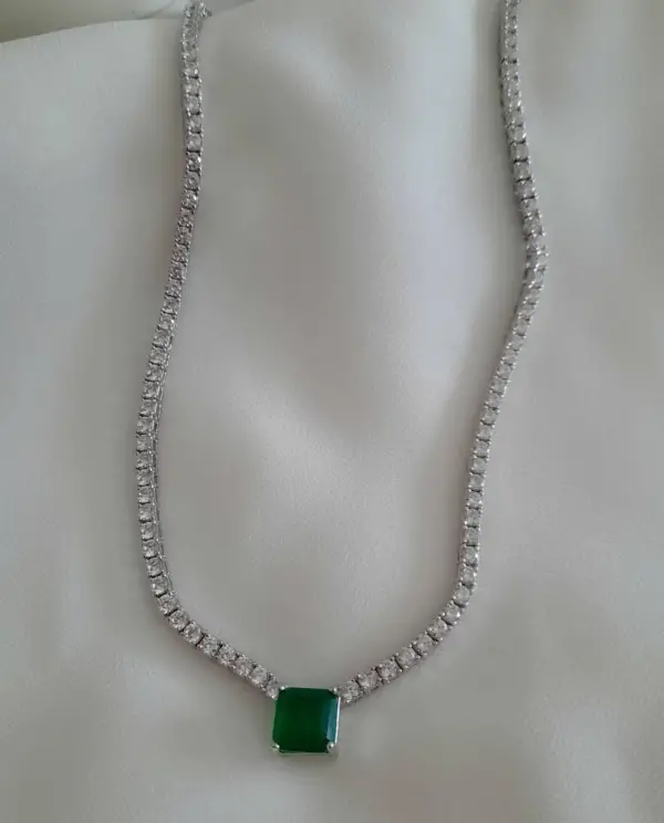 YEŞİL ZİRKON TAŞLI SU YOLU GERDANLIK